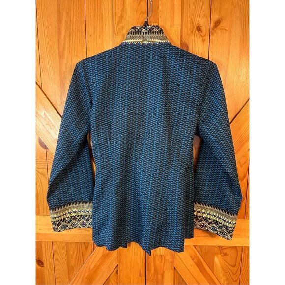 Chinese Women’s Wrap Kimono Jacket Blue Multicolor Pattern READ Size (5420) - Picture 5 of 5